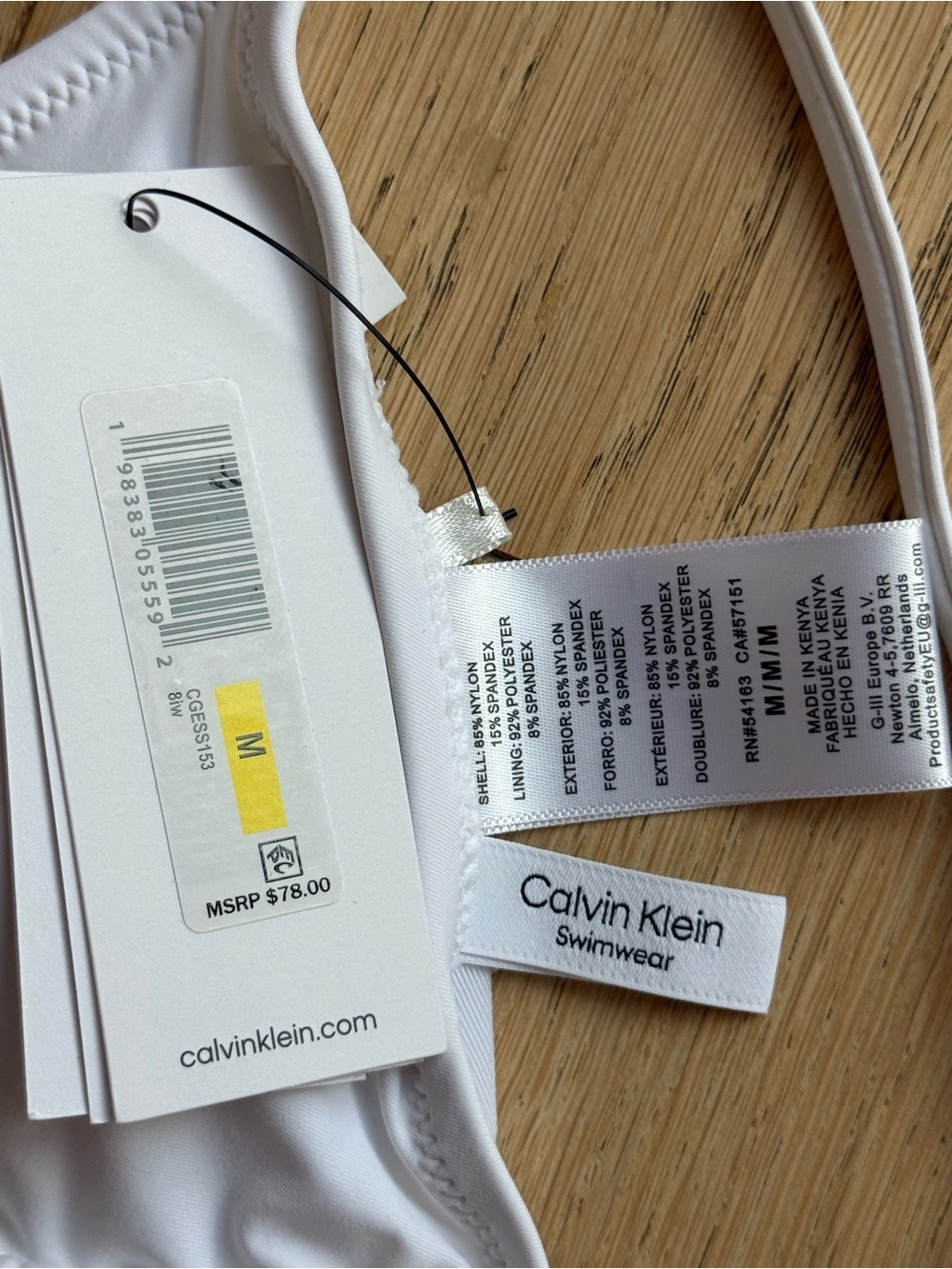 Calvin Klein White Triangle Bikini Set NWT Top M Bottom XL Mix Match Swimwear - Picture 3 of 4